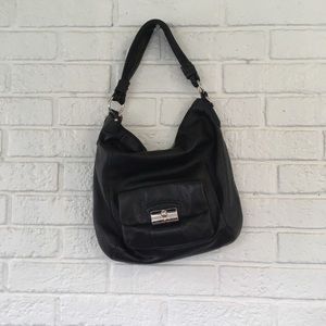 Coach black leather cross-body / shoulder bag
